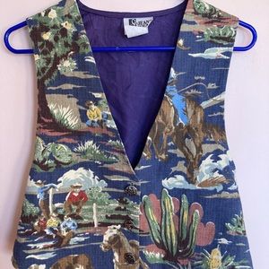 Vintage western barkcloth vest